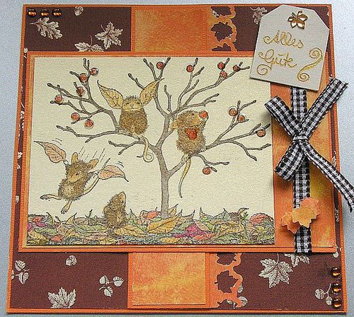 Herbstkarte mit den House-Mäusen